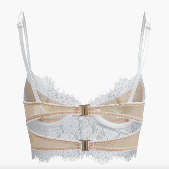 COMMENSE - NWT Size XS Double Hook Lace Crop Corset Top - White - Picture 3 of 5